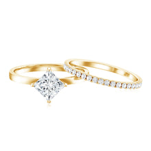 Load image into Gallery viewer, Princess Cut Lab Grown Diamond Ring With Wedding Band