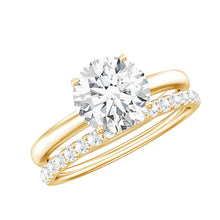 Load image into Gallery viewer, Certified 2 Carat Moissanite Solitaire Wedding Ring Set in Gold Plated Silver