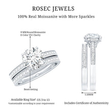 Load image into Gallery viewer, Certified 2 Carat Moissanite Solitaire Wedding Ring Set