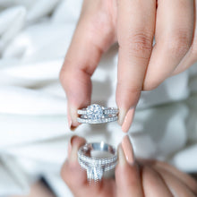 Load image into Gallery viewer, Certified 2 Carat Moissanite Solitaire Wedding Ring Set