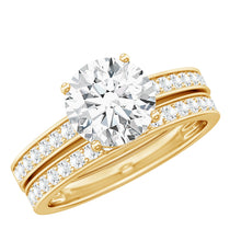 Load image into Gallery viewer, Certified 2 Carat Moissanite Solitaire Wedding Ring Set