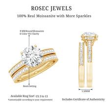 Load image into Gallery viewer, Certified 2 Carat Moissanite Solitaire Wedding Ring Set