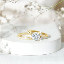 Load image into Gallery viewer, Certified 2 Carat Moissanite Solitaire Wedding Ring Set