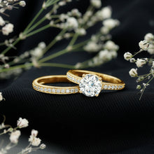 Load image into Gallery viewer, Certified 2 Carat Moissanite Solitaire Wedding Ring Set