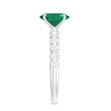 Load image into Gallery viewer, Natural 6X8mm Emerald Oval Engagement Ring with Diamond Side Stones