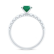 Load image into Gallery viewer, Natural 6X8mm Emerald Oval Engagement Ring with Diamond Side Stones