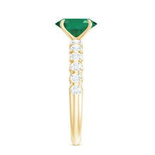 Load image into Gallery viewer, Natural 6X8mm Emerald Oval Engagement Ring with Diamond Side Stones