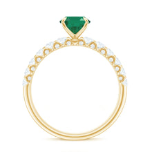 Load image into Gallery viewer, Natural 6X8mm Emerald Oval Engagement Ring with Diamond Side Stones