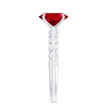 Load image into Gallery viewer, Certified 1.5 Carat Lab Grown Ruby Oval Engagement Ring with Diamond