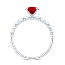 Load image into Gallery viewer, Certified 1.5 Carat Lab Grown Ruby Oval Engagement Ring with Diamond