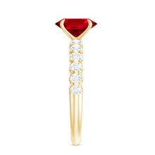 Load image into Gallery viewer, Certified 1.5 Carat Lab Grown Ruby Oval Engagement Ring with Diamond