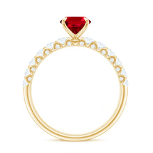 Load image into Gallery viewer, Certified 1.5 Carat Lab Grown Ruby Oval Engagement Ring with Diamond