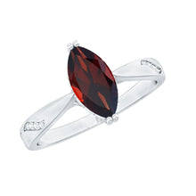 Load image into Gallery viewer, Natural Solitaire Garnet Marquise Engagement Ring with Diamond