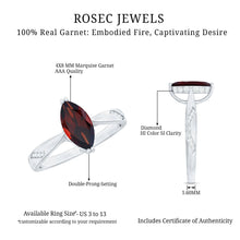 Load image into Gallery viewer, Natural Solitaire Garnet Marquise Engagement Ring with Diamond