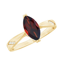 Load image into Gallery viewer, Natural Solitaire Garnet Marquise Engagement Ring with Diamond