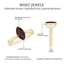 Load image into Gallery viewer, Natural Solitaire Garnet Marquise Engagement Ring with Diamond