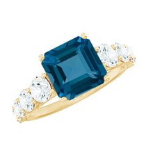 Load image into Gallery viewer, 3 Carat Asscher Cut London Blue Topaz Solitaire Engagement Ring with Moissanite