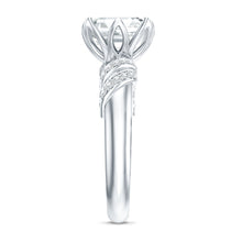 Load image into Gallery viewer, 3 Carat Asscher Cut Moissanite Solitaire Engagement Ring in Petal Prong Setting