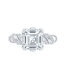 Load image into Gallery viewer, 3 Carat Asscher Cut Moissanite Solitaire Engagement Ring in Petal Prong Setting