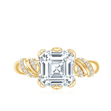 Load image into Gallery viewer, 3 Carat Asscher Cut Moissanite Solitaire Engagement Ring in Petal Prong Setting