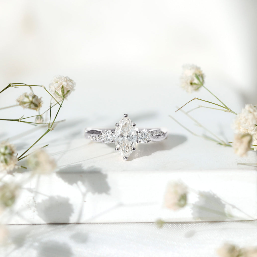 Brilliant Cut Marquise Lab Grown Diamond Engagement Ring