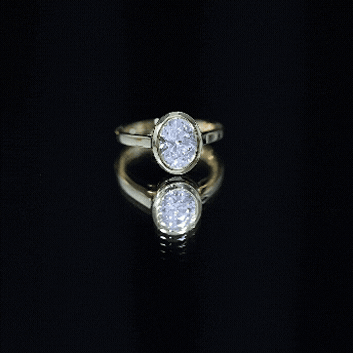 Certified 6X8 MM Lab Grown Diamond Bezel Set Engagement Ring