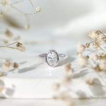 Load image into Gallery viewer, Certified 6X8 MM Lab Grown Diamond Bezel Set Engagement Ring