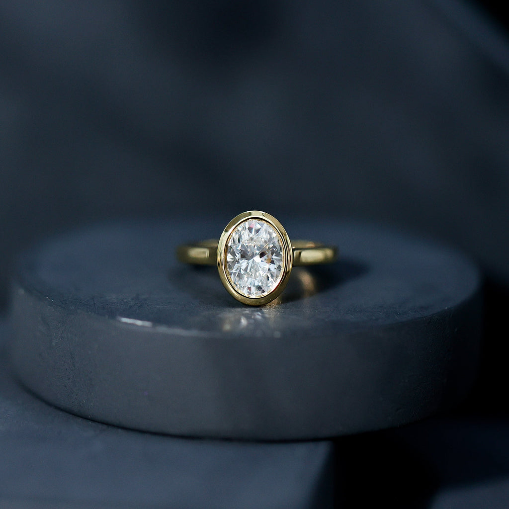 Certified 6X8 MM Lab Grown Diamond Bezel Set Engagement Ring