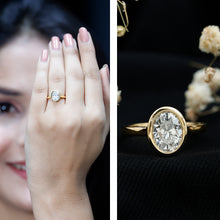 Load image into Gallery viewer, Certified 6X8 MM Lab Grown Diamond Bezel Set Engagement Ring