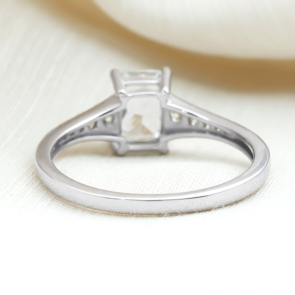 Brilliant Cut 7X5 MM Lab Grown Diamond Emerald Cut Engagement Ring