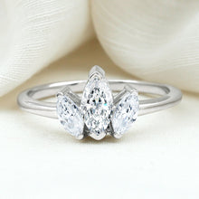 Load image into Gallery viewer, Marquise Cut Lab Grown Diamond 3 Stone Engagement Ring