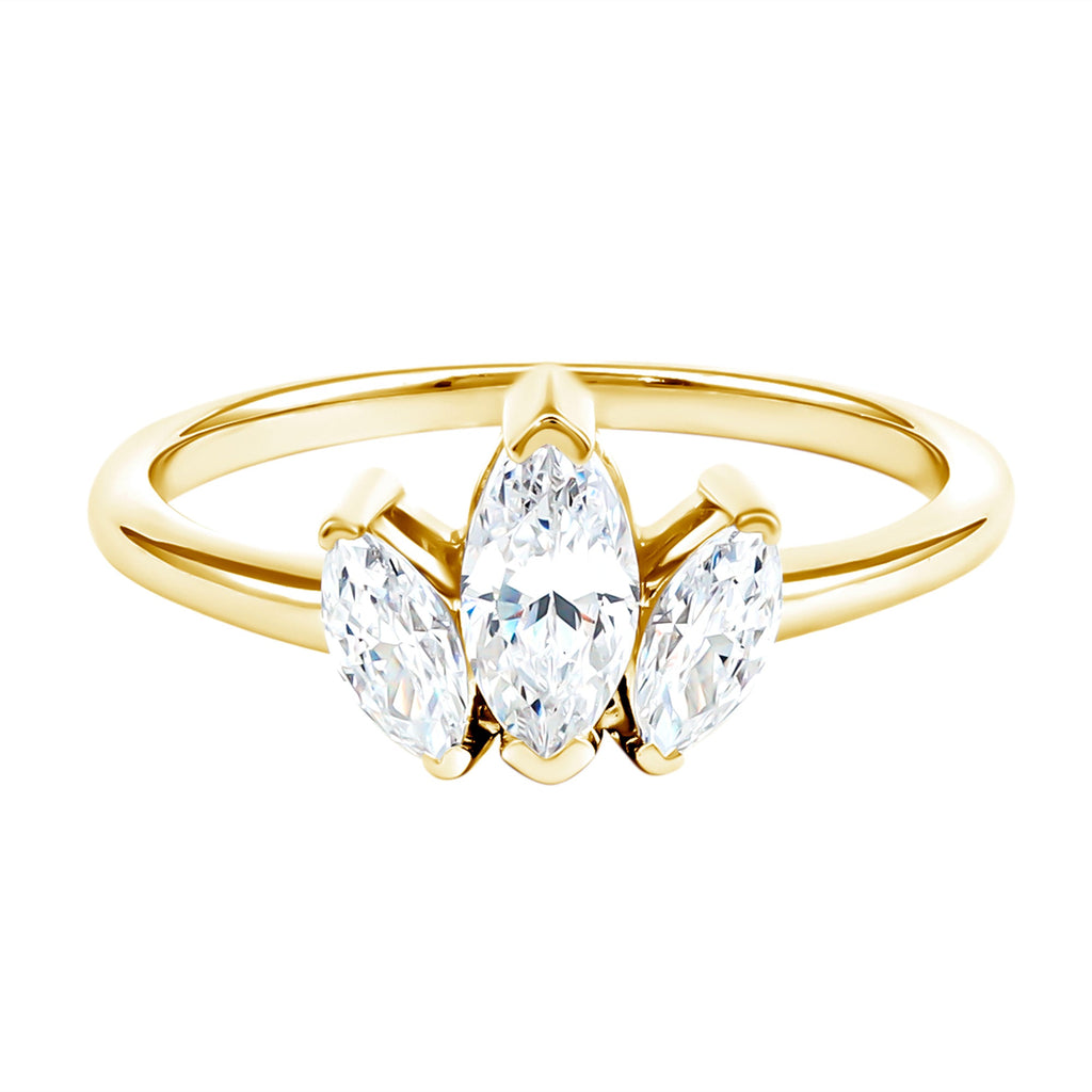 Marquise Cut Lab Grown Diamond 3 Stone Engagement Ring