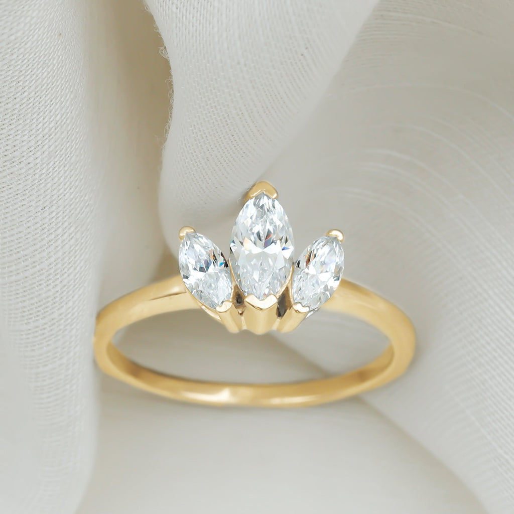 Marquise Cut Lab Grown Diamond 3 Stone Engagement Ring