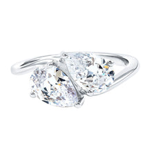 Load image into Gallery viewer, 6X8 MM Pear Shaped Lab Grown Diamond Two Stone Engagement Ring