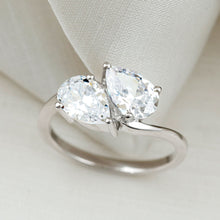 Load image into Gallery viewer, 6X8 MM Pear Shaped Lab Grown Diamond Two Stone Engagement Ring