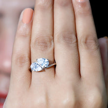 Load image into Gallery viewer, 6X8 MM Pear Shaped Lab Grown Diamond Two Stone Engagement Ring