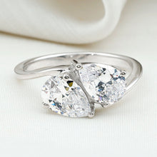 Load image into Gallery viewer, 6X8 MM Pear Shaped Lab Grown Diamond Two Stone Engagement Ring