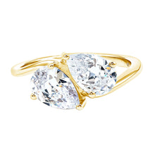 Load image into Gallery viewer, 6X8 MM Pear Shaped Lab Grown Diamond Two Stone Engagement Ring