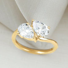 Load image into Gallery viewer, 6X8 MM Pear Shaped Lab Grown Diamond Two Stone Engagement Ring