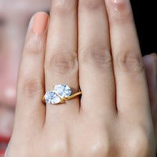 Load image into Gallery viewer, 6X8 MM Pear Shaped Lab Grown Diamond Two Stone Engagement Ring