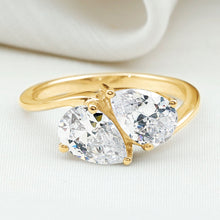 Load image into Gallery viewer, 6X8 MM Pear Shaped Lab Grown Diamond Two Stone Engagement Ring