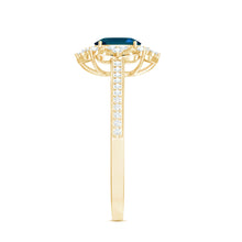 Load image into Gallery viewer, 0.4 Carat Oval Cut London Blue Topaz Vintage Engagement Ring with Diamond