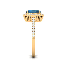 Load image into Gallery viewer, 2 CT Oval Cut London Blue Topaz Solitaire Ring with Diamond Halo