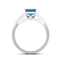 Load image into Gallery viewer, 8mm Asscher Cut London Blue Topaz Split Shank Engagement Ring with Diamond