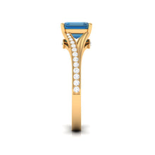 Load image into Gallery viewer, 8mm Asscher Cut London Blue Topaz Split Shank Engagement Ring with Diamond