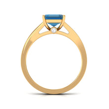 Load image into Gallery viewer, 8mm Asscher Cut London Blue Topaz Split Shank Engagement Ring with Diamond