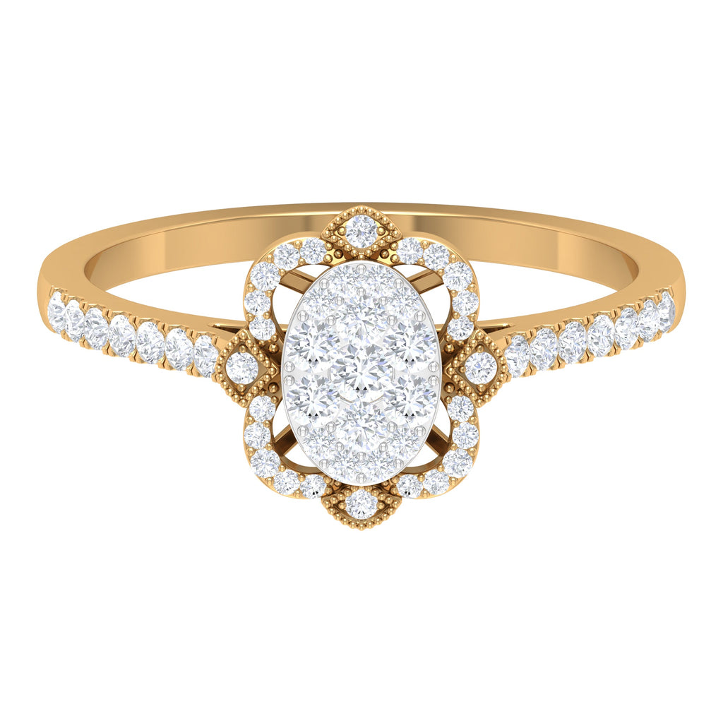 3/4 CT Diamond Solitaire Illusion Art Deco Ring