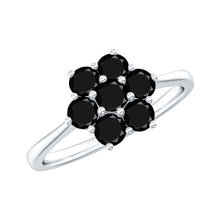 Load image into Gallery viewer, Genuine Black Onyx Flower Engagement Ring With Certificate