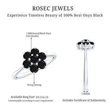 Load image into Gallery viewer, Genuine Black Onyx Flower Engagement Ring With Certificate