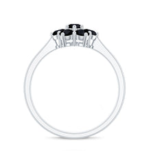 Load image into Gallery viewer, Genuine Black Onyx Flower Engagement Ring With Certificate